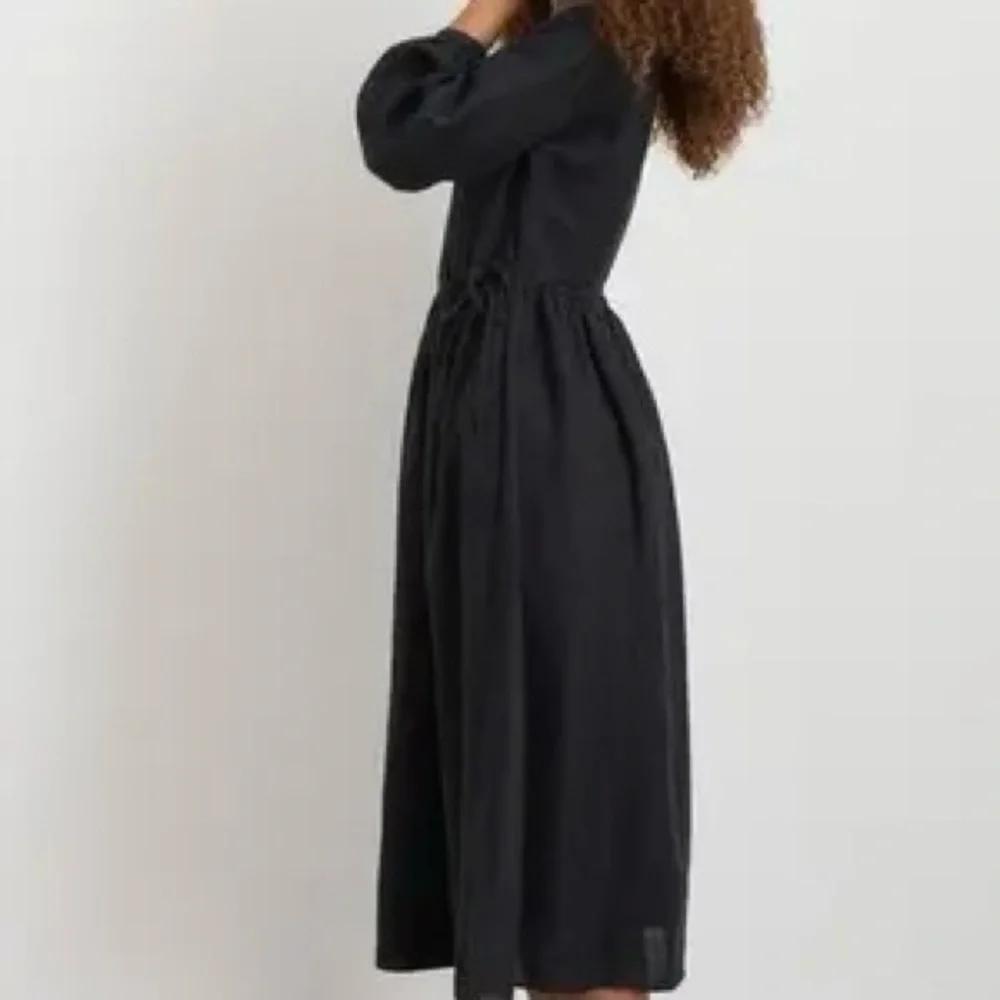 NWOT Alex Mill Lauren Long Sleeve Linen Maxi Wrap Dress in Rich Black Large